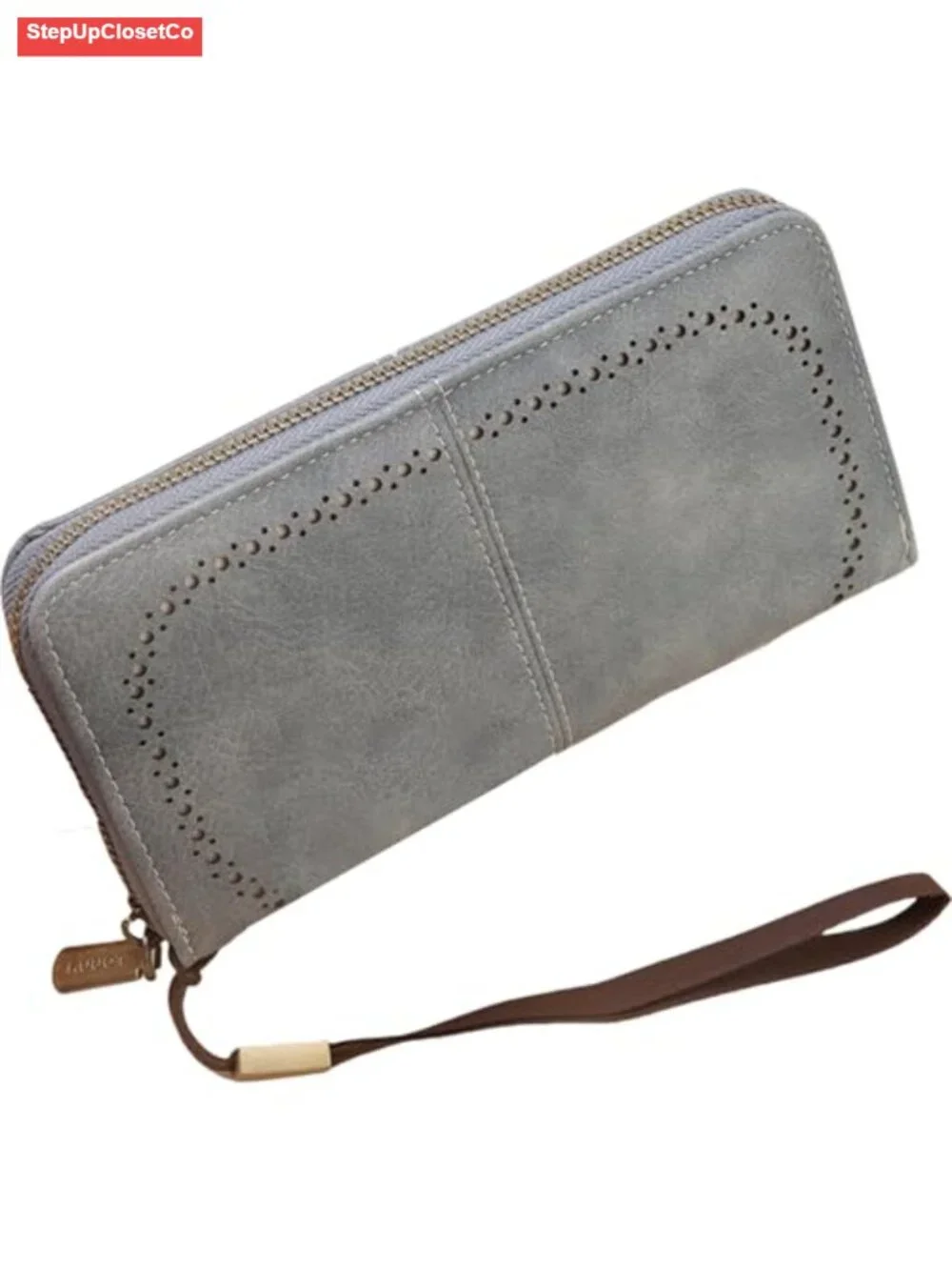 Women's RFID Blocking Zip Around Wristlet Clutch Wallet with Detachable Strap